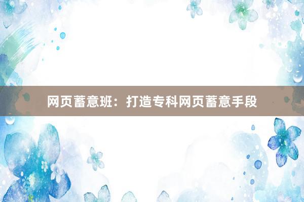 网页蓄意班：打造专科网页蓄意手段